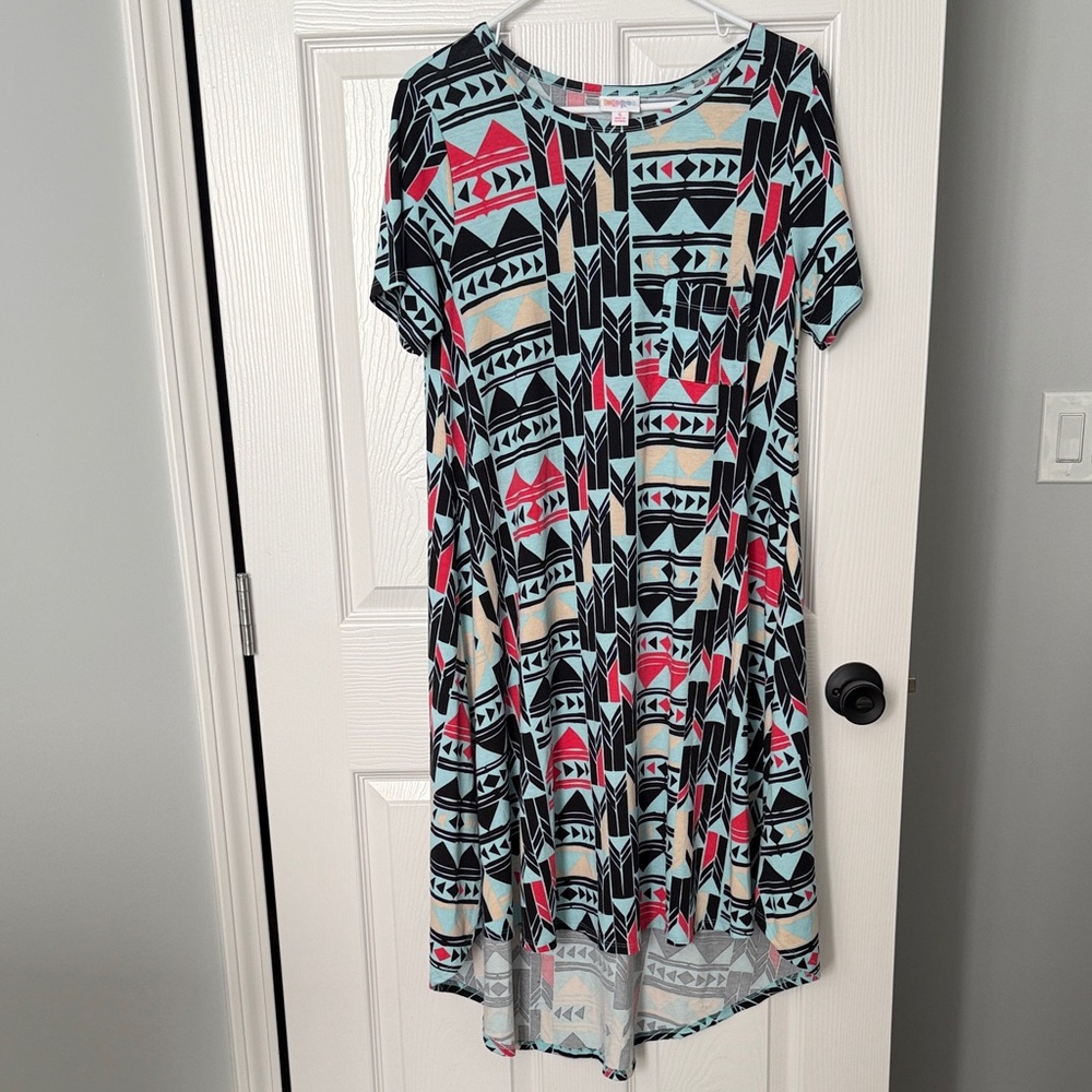 LuLaRoe Geometric High Low Dress - Pink, Blue, Black